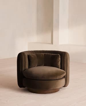 Vivienne Armchair - Velvet - Chocolate - US - Hover Image
