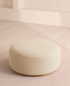 Aline Ottoman - Linen - Bisque - Hover Image