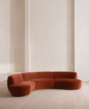 Aline Serpentine Modular Sofa - Four Seater - Rust Velvet - UK - Hover Image