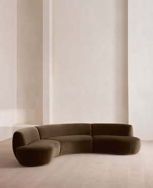 Aline Serpentine Modular Sofa - Four Seater - Chocolate Velvet - UK - Hover Image