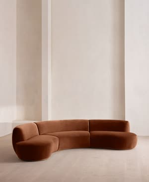 Aline Serpentine Modular Sofa - Four Seater - Velvet - Cinnamon - UK - Hover Image