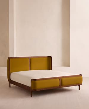 Belsa Bed - Double - Linen - Turmeric - UK - Listing Image