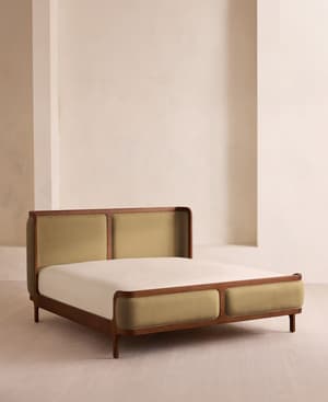 Belsa Bed - Double - Linen - Wheat - Listing Image