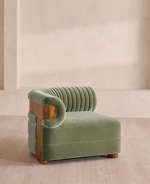 Caleb Sectional Sofa - Left Arm Module - Velvet - Seafoam - Dark Burl - US - Hover Image