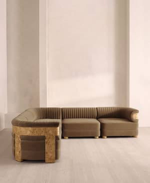 Caleb Modular Sofa - Corner Sofa - Velvet - Truffle - Blonde Burl - UK - Hover Image