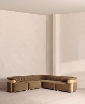 Caleb Sectional Sofa - Corner Sofa - Velvet - Truffle - Blonde Burl - US - Listing Image