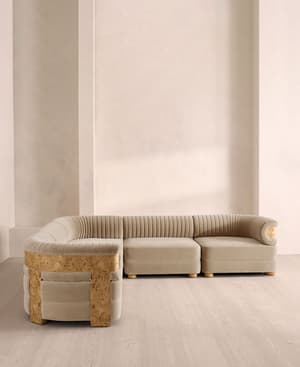 Caleb Modular Sofa - Corner Sofa - Velvet - Oyster - Blonde Burl - UK - Hover Image