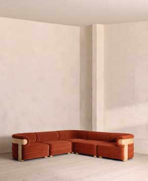 Caleb Modular Corner Sofa - Velvet - Rust - Blonde Burl - UK - Listing Image