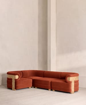 Caleb Modular L-Shape Sofa - Velvet - Rust - Blonde Burl - UK - Listing Image