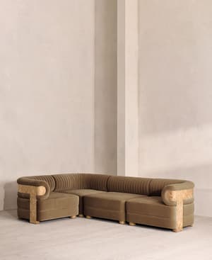 Caleb Modular Sofa - L-Shape Sofa - Velvet - Truffle - Blonde Burl - UK - Listing Image