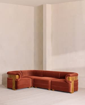 Caleb Modular L-Shape Sofa - Velvet - Rust - Dark Burl - UK - Listing Image