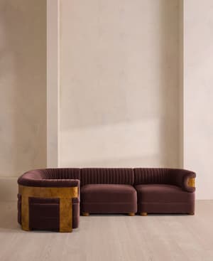 Caleb Modular Sofa - L-Shape Sofa - Velvet - Aubergine - Dark Burl - UK - Hover Image