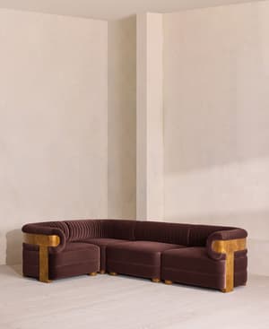 Caleb Sectional Sofa - L-Shape Sofa - Velvet - Aubergine - Dark Burl - US - Listing Image