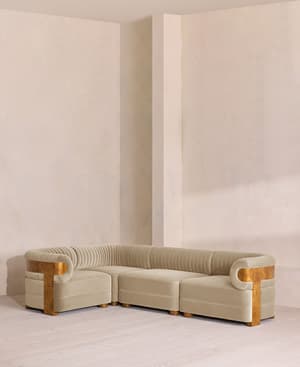 Caleb Modular Sofa - L-Shape Sofa - Velvet - Oyster - Dark Burl - UK - Listing Image