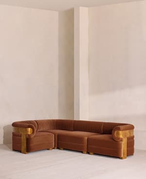 Caleb Sectional Sofa - L-Shape Sofa - Velvet - Cinnamon - Dark Burl - US - Listing Image