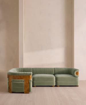 Caleb Modular Sofa - L-Shape Sofa - Velvet - Seafoam - Dark Burl - UK - Hover Image