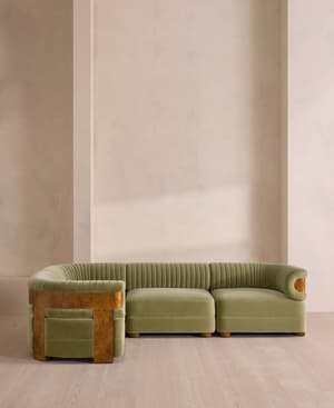 Caleb Sectional Sofa - L-Shape Sofa - Velvet - Lichen - Dark Burl - US - Hover Image