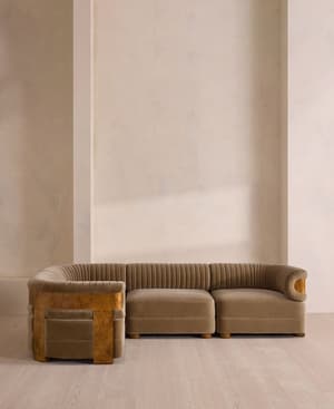 Caleb Sectional Sofa - L-Shape Sofa - Velvet - Truffle - Dark Burl - US - Hover Image