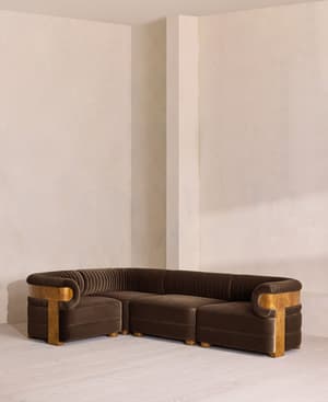 Caleb Sectional Sofa - L-Shape Sofa - Velvet - Chocolate - Dark Burl - US - Listing Image