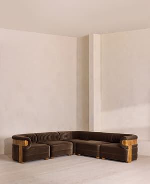 Caleb Sectional Sofa - Corner Sofa - Velvet - Chocolate - Dark Burl - US - Listing Image