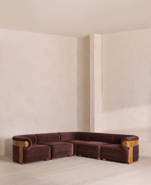 Caleb Sectional Sofa - Corner Sofa - Velvet - Aubergine - Dark Burl - US - Listing Image