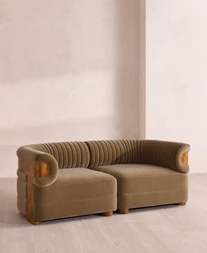 Caleb Sectional Sofa - Three Seater - Velvet - Truffle - Dark Burl - US - Hover Image