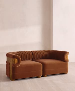 Caleb Modular Sofa - Three Seater - Velvet - Cinnamon - Dark Burl - UK - Hover Image