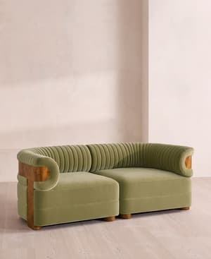 Caleb Modular Three Seater Sofa - Velvet - Lichen - Dark Burl - UK - Hover Image