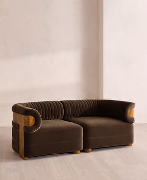 Caleb Modular Three Seater Sofa - Velvet - Chocolate - Dark Burl - UK - Hover Image