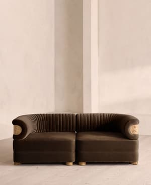 Caleb Modular Three Seater Sofa - Velvet - Chocolate - Blonde Burl - UK - Listing Image