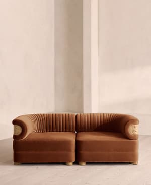 Caleb Sectional Sofa - Three Seater - Velvet - Cinnamon - Blonde Burl - US - Listing Image