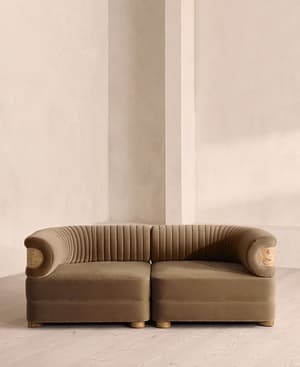 Caleb Modular Sofa - Three Seater - Velvet - Truffle - Blonde Burl - UK - Listing Image