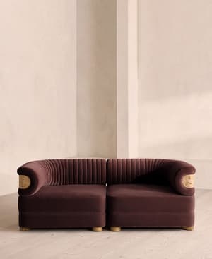 Caleb Modular Sofa - Three Seater - Velvet - Aubergine - Blonde Burl - UK - Listing Image