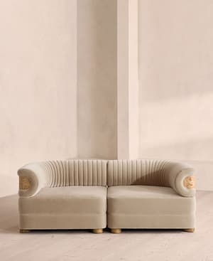 Caleb Modular Sofa - Three Seater - Velvet - Oyster - Blonde Burl - UK - Listing Image