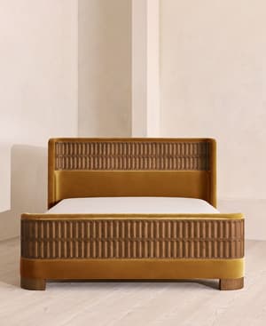 Devon Bed - Queen - Velvet - Mustard - US - Hover Image