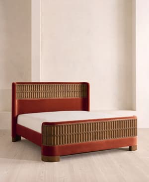 Devon Bed - King - Velvet - Rust - Listing Image