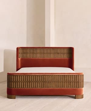 Devon Bed - King - Velvet - Rust - Hover Image