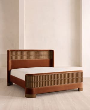 Devon Bed - Queen - Velvet - Cinnamon - US - Listing Image