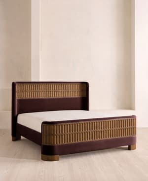 Devon Bed - Queen - Velvet - Aubergine - US - Listing Image