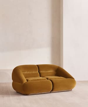 Edison Sectional Sofa - Three Seater - Velvet - Mustard US - Hover Image