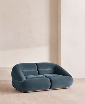 Edison Sectional Sofa - Three Seater - Velvet - Grey Blue US - Hover Image