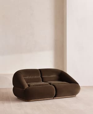 Edison Modular Sofa - Three Seater - Velvet - Chocolate UK - Hover Image
