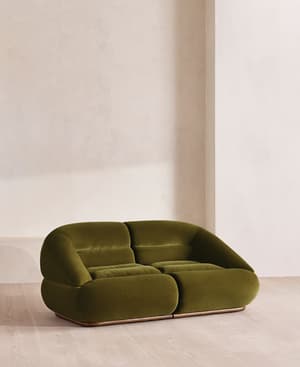 Edison Sectional Sofa - Three Seater - Velvet - Olive US - Hover Image