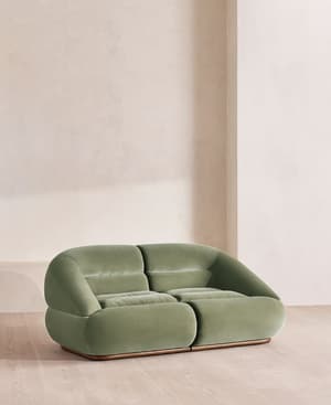Edison Sectional Sofa - Three Seater - Velvet - Seafoam US - Hover Image