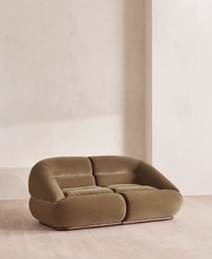 Edison Sectional Sofa - Three Seater - Velvet - Truffle US - Hover Image