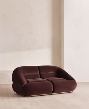 Edison Sectional Sofa - Three Seater - Velvet - Aubergine US - Hover Image