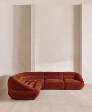 Edison Modular Sofa - Corner Sofa - Velvet - Rust UK - Hover Image