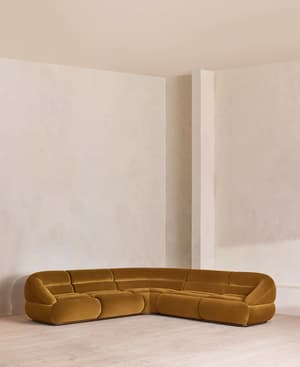 Edison Sectional Sofa - Corner Sofa - Velvet - Mustard US - Listing Image