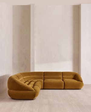Edison Sectional Sofa - Corner Sofa - Velvet - Mustard US - Hover Image