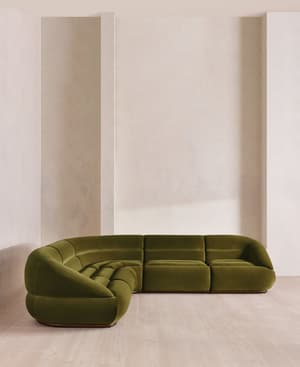 Edison Modular Sofa - Corner Sofa - Velvet - Olive UK - Hover Image